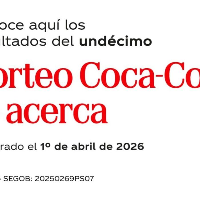 Ganadores del 11.º sorteo “Coca‑Cola te acerca” (1 de abril de 2026): ocho pases dobles y 7,000 playeras Adidas