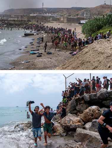 Alrededor de 40 mil migrantes cruzan de Marruecos a Ceuta en una jornada