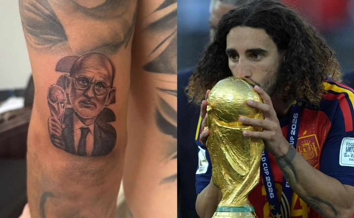 Marc Cucurella se tatúa el rostro de Luis de la Fuente tras el título mundial 2026